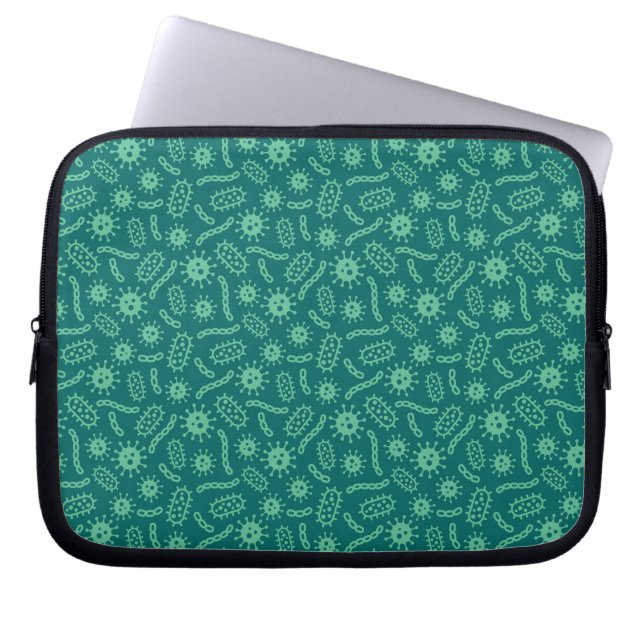 Green Microbes Pattern Laptop Sleeve (Front)