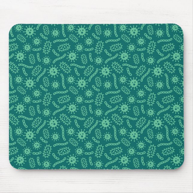 Green Microbes Pattern Mouse Pad (Front)