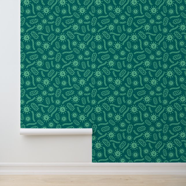 Green Microbes Pattern Wallpaper (Application)