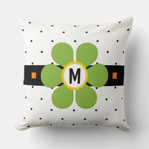 Green Mid Century Modern Flower Power Throw Pillow