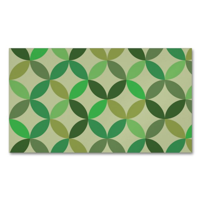 Green Mid century modern geometric   Magnetic Business Card (Front)