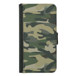 Green Military Camouflage Pattern Samsung Galaxy S5 Wallet Case