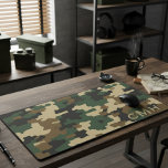 Green Military Digital Camouflage Monogram Desk Mat<br><div class="desc">Bring a tactical and personalized edge to your workspace with this custom camouflage desk mat. Perfect for gamers, military personnel, and outdoor enthusiasts, this large mousepad features a classic digital camo pattern in green, brown, and black. The durable, non-slip rubber base and smooth fabric surface provide a superior tracking experience...</div>