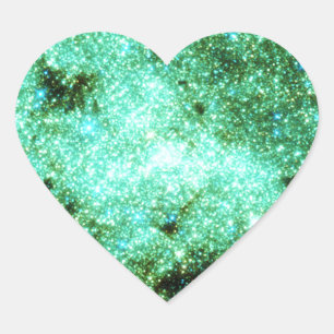 Green Milky Way Galaxy Heart Sticker