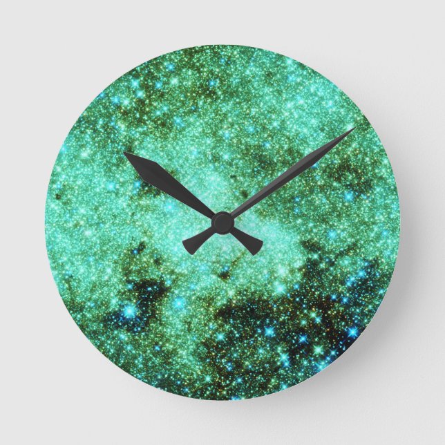 Green Milky Way Galaxy Round Clock (Front)