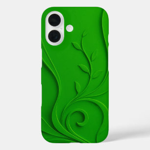 Green Minimal Leaf Design iPhone 16 Case
