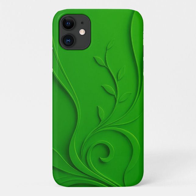 Green Minimal Leaf Design Case-Mate iPhone Case (Back)
