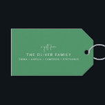 Green Minimal Personalized Gift From Family Name  Tags<br><div class="desc">Minimalist Personalized A Gift From Family Name Gift Tags in Green</div>