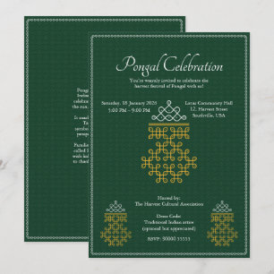 Green Minimal Tamil Kolam Pongal Invitation