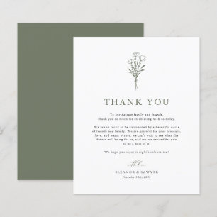 Green Minimalist Botanicals Wedding Thank You