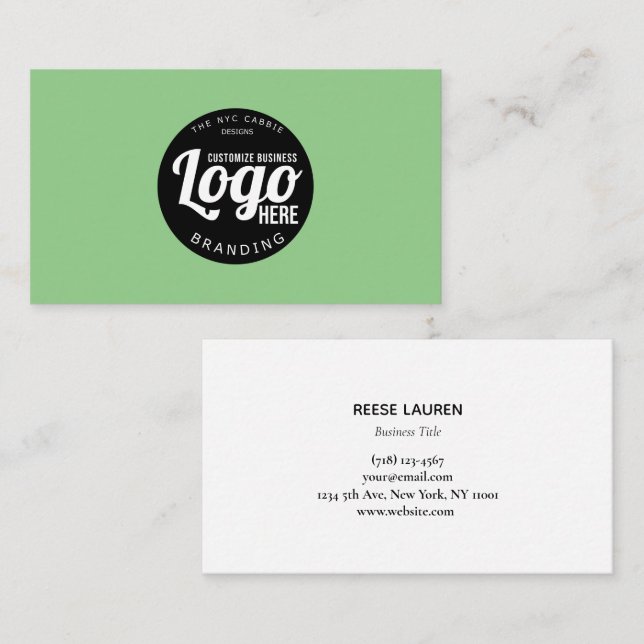 Green Minimalist Business Card With Logo (Front/Back)