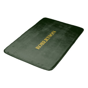 Green minimalist custom name  bath mat