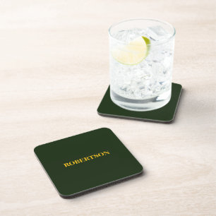 Green minimalist custom name coaster