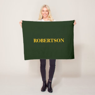 Green minimalist custom name  fleece blanket