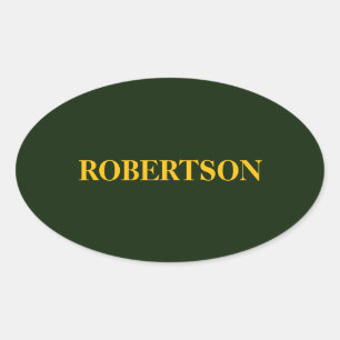 Green minimalist custom name  oval sticker