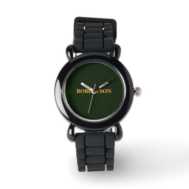 Green minimalist custom name  watch (Front)