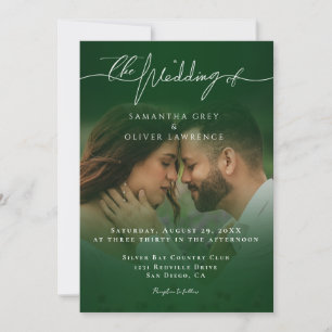 Green Minimalist Handwritten Wedding Imitation Invitation