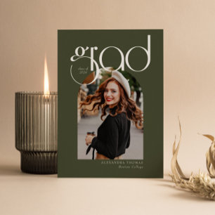 Green Minimalist Modern 5 Arch Photo Graduation Invitation