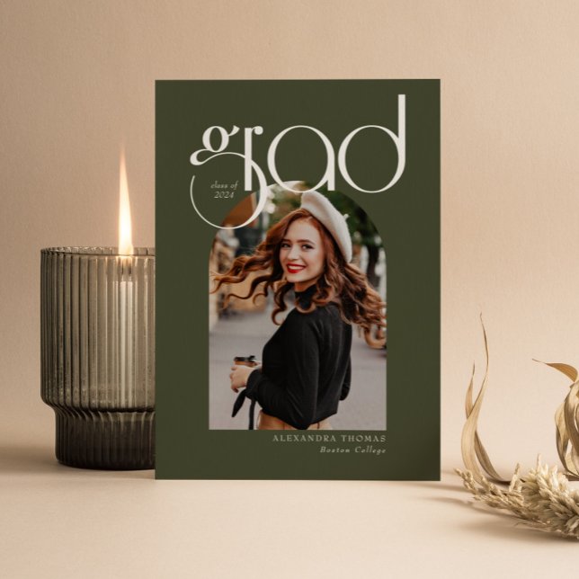 Green Minimalist Modern 5 Arch Photo Graduation Invitation (Creator Uploaded)