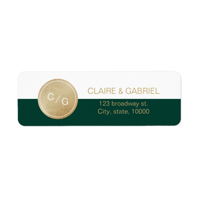 Green minimalist modern monogram return address (Front)