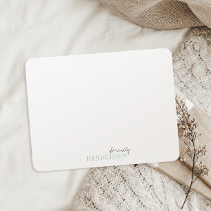Green Minimalist personalized stationery Card
