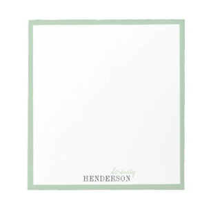 Green Minimalist personalized stationery Notepad