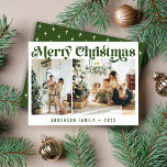 Green Minimalist Retro Christmas Two Photo Holiday Card<br><div class="desc">Green Minimalist Retro Christmas Two Photo Holiday Card</div>