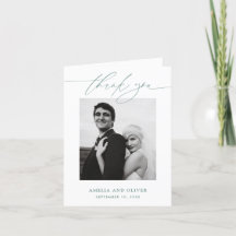 Green Minimalist Script Photo Wedding