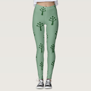 Green Minimalist Trees Leggings