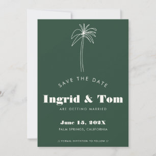 Green Minimalist Tropics Save The Date