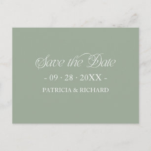Green Minimalist Typography Save the Date Postcard