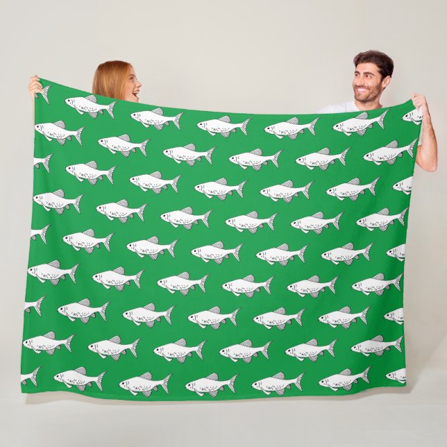 Green Minnow Cute Fish Fleece Blanket (In Situ)