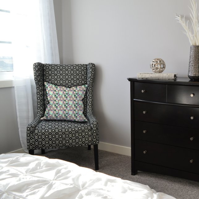 Green mint beige abstract geometric pattern throw pillow (Creator Uploaded)