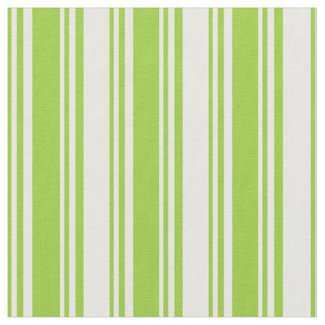 Green & Mint Cream Coloured Stripes Pattern Fabric (Close Up)
