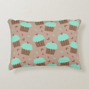 Green Mint Cupcake Decorative Pillow
