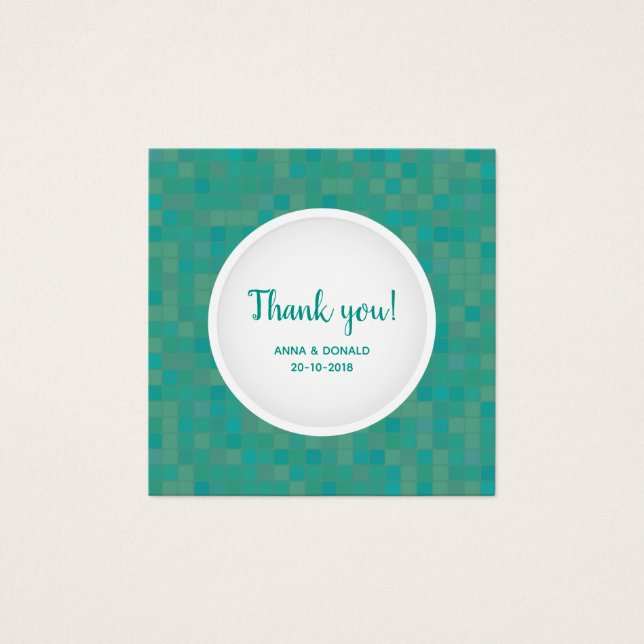 Green mint mosaic Thank you personalized card (Front)