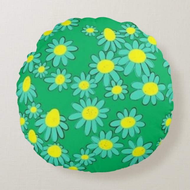 Green Mint Round Pillow (Front)