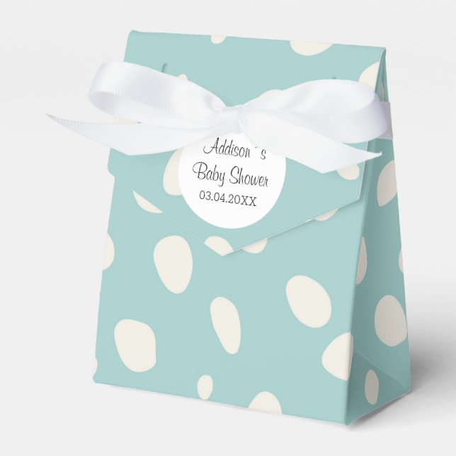 Green-Mint & White Polka Dots Baby Shower Favor Box (Front Side)