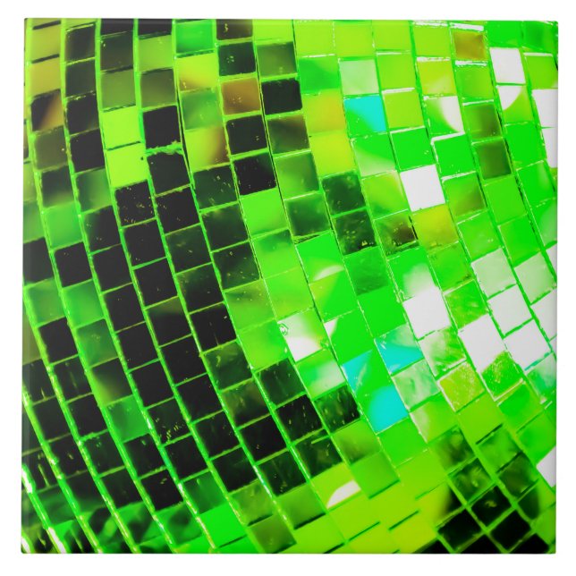 Green Mirrored Disco Ball Tile (Front)