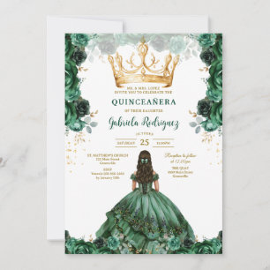 Green Mis Quince Quinceañera Birthday Invitation