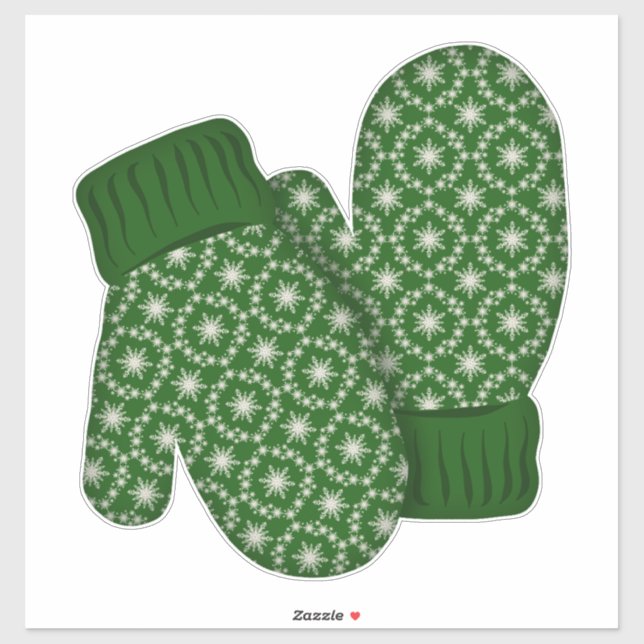 Green Mittens with Snowflakes | Large Christmas (Sheet)