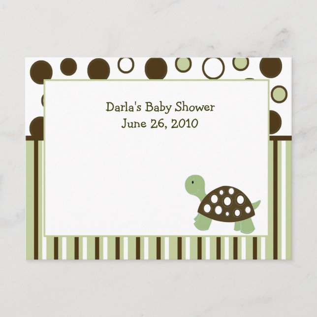 Green Mod Dot Turtle Baby Shower Advice Cards (Front)