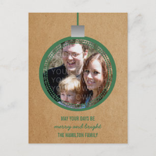 Green Mod Ornament Holiday Photo Postcard