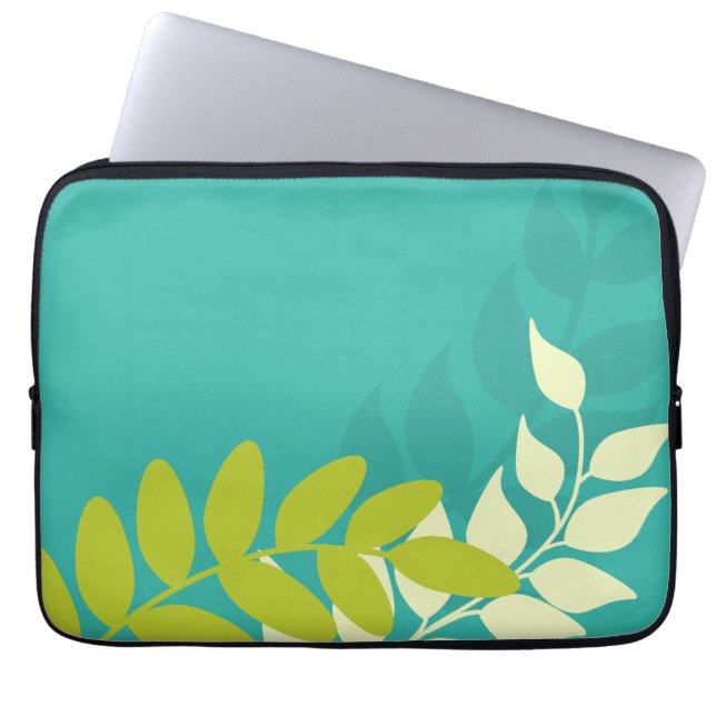 Green Mod Vines Laptop Sleeve (Front)