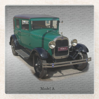 Green Model A glass coaster