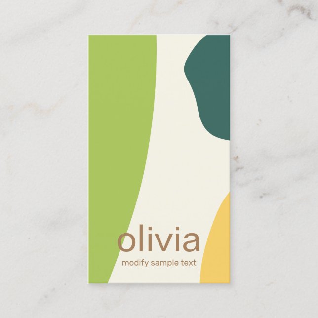 Green Modern Abstract Painted Art Shapes Business Card (Front)