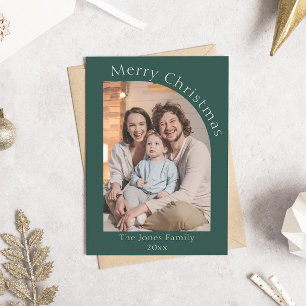 Green Modern Arch Photo Christmas Holiday Card