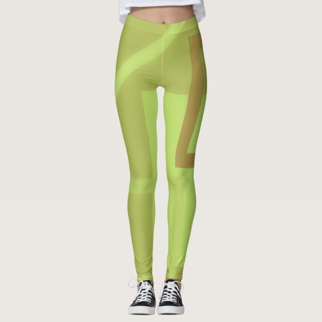 Green Modern Art Leggings (Front)