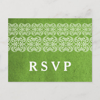 Green Modern Bohemian RSVP Postcard