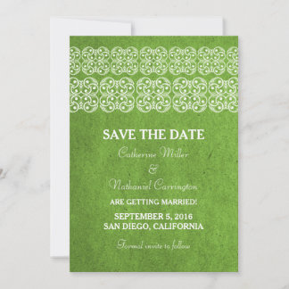 Green Modern Bohemian Save the Date Invite